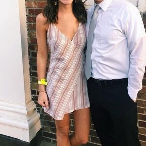 Pink stripe wrap dress